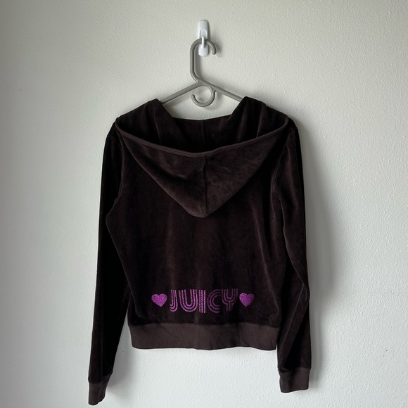 Juicy Couture// Y2K Velour Brown zip up Hoodie Size XL - Picture 2 of 13